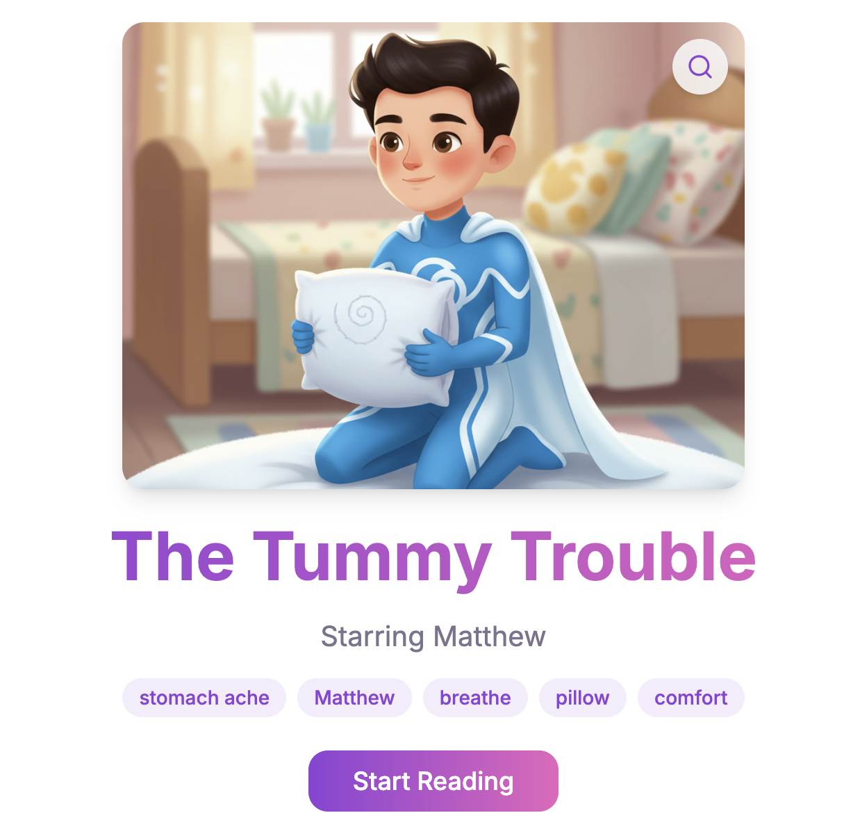 Embodifi generated story card titled The Tummy Trouble