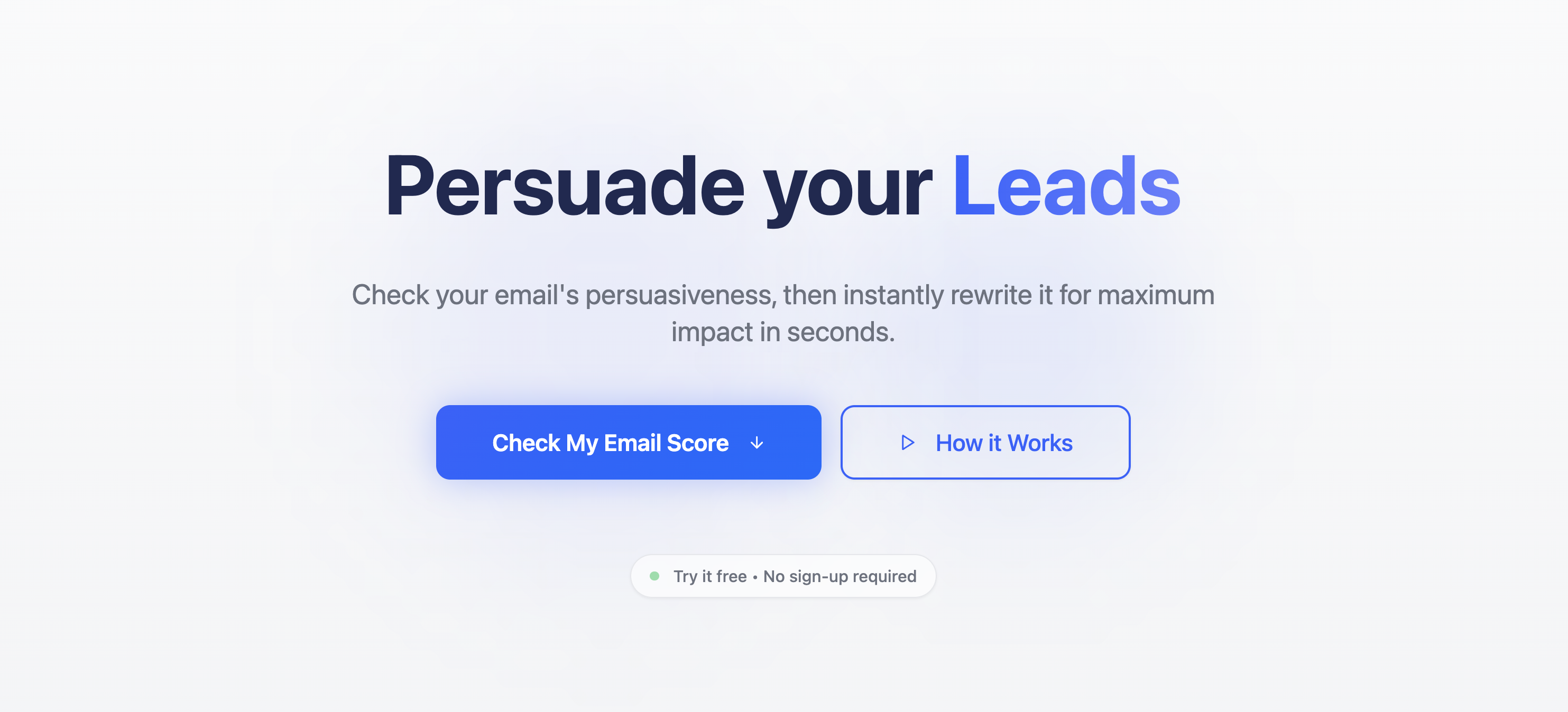 Persuade Write hero section showing an AI email persuasion tool